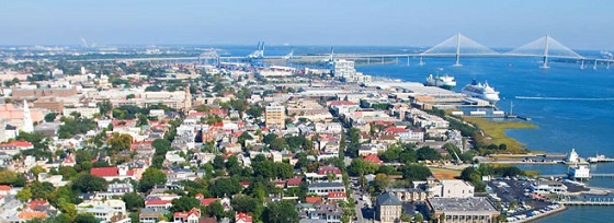 charleston sc skyline aerial view