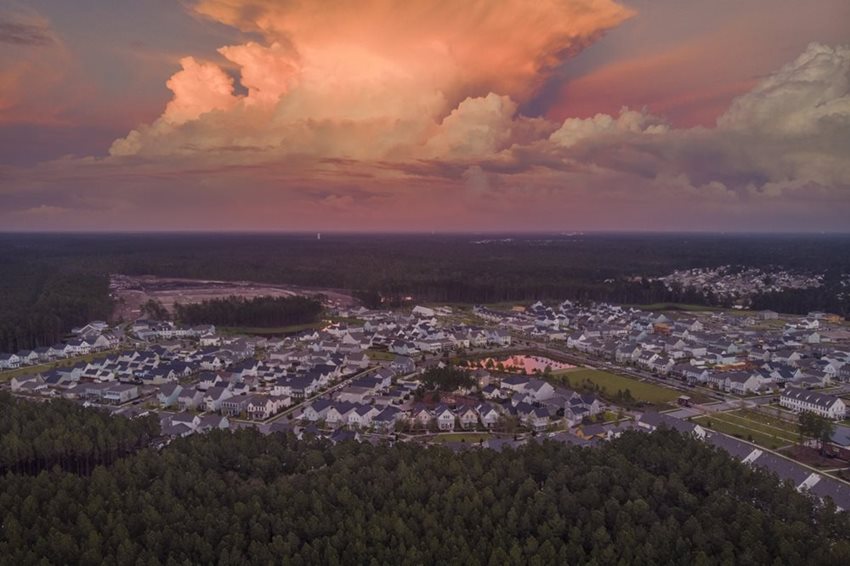 Summerville SC Nexton New Homes Aerial Sunset