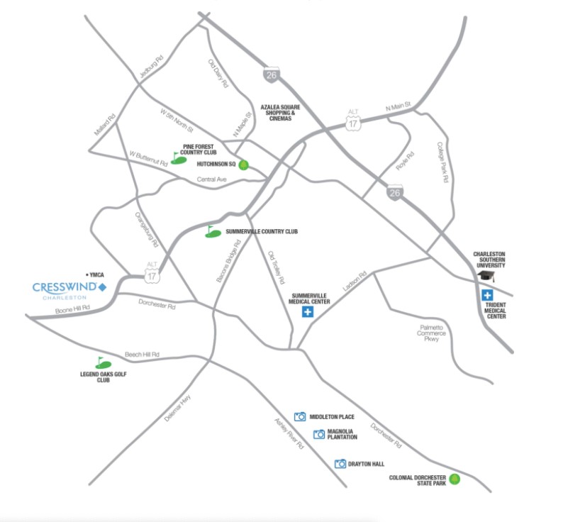 Cresswind Charleston Summerville area map