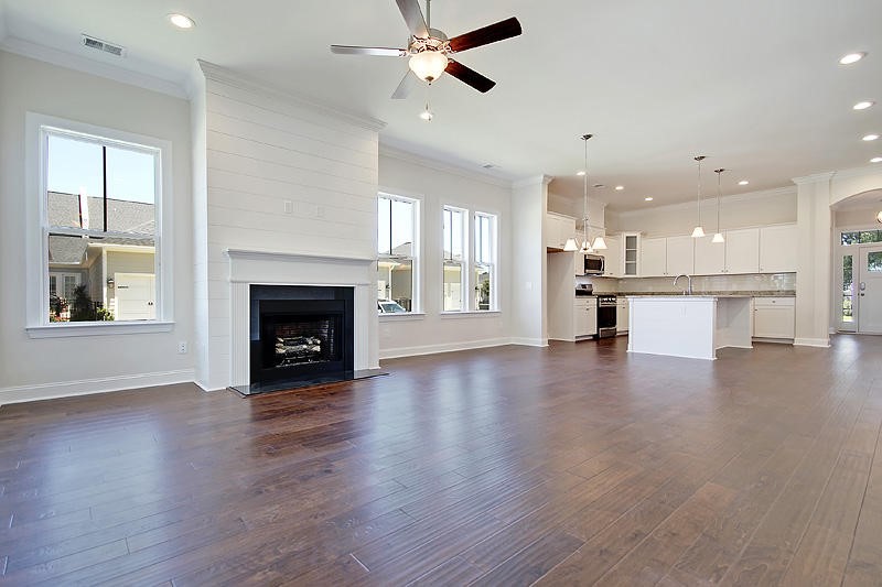 Poplar Grove Charleston SC Cottage Open Living Room to Kitchen