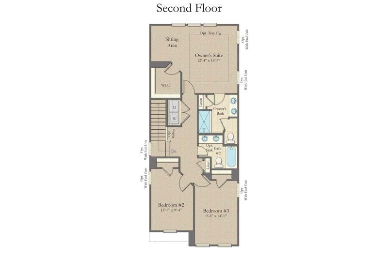 Dan Ryan Park Circle New Townhome Floorplan Second Floor