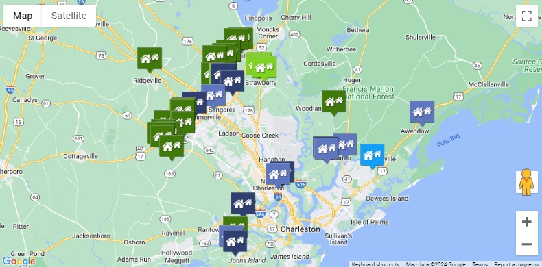 Charleston Area New Home Construction - Neighborhood Map